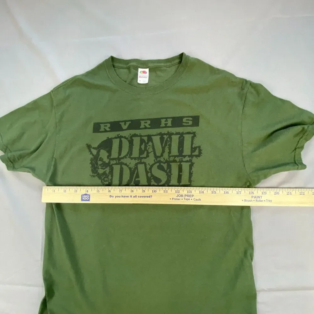 Gildan Men RVRHS Devil Dash Pat Tillman Foundation Graphic T-Shirt Olive Green L